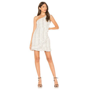 Line and Dot | Womens White One Shoulder Fit & Flare Edna Mini Dress Size Medium